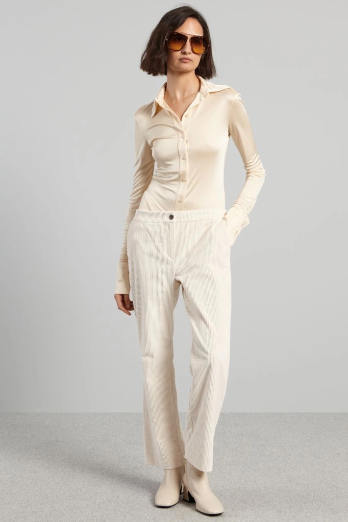 Jersey shirt bodysuit - IVORY