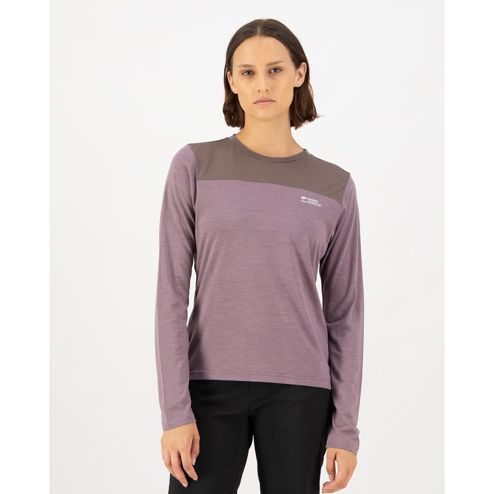 Mons Royale Diversion Merino Bike Long Sleeve Jersey Women - mauve / iron