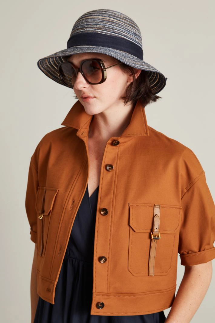 Cloche with canvas bow - BLUE