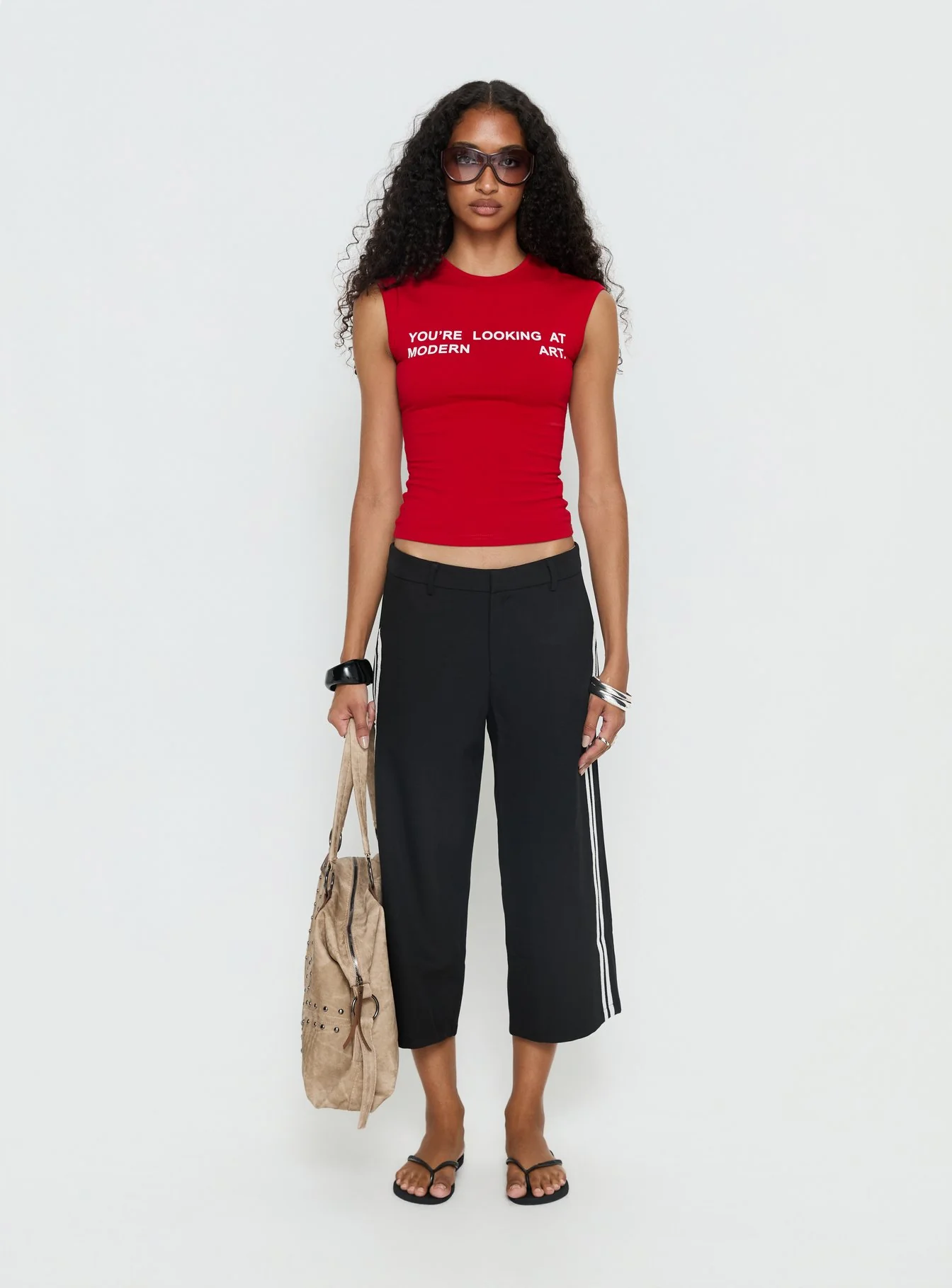Modern Art Graphic Baby Tee Red
