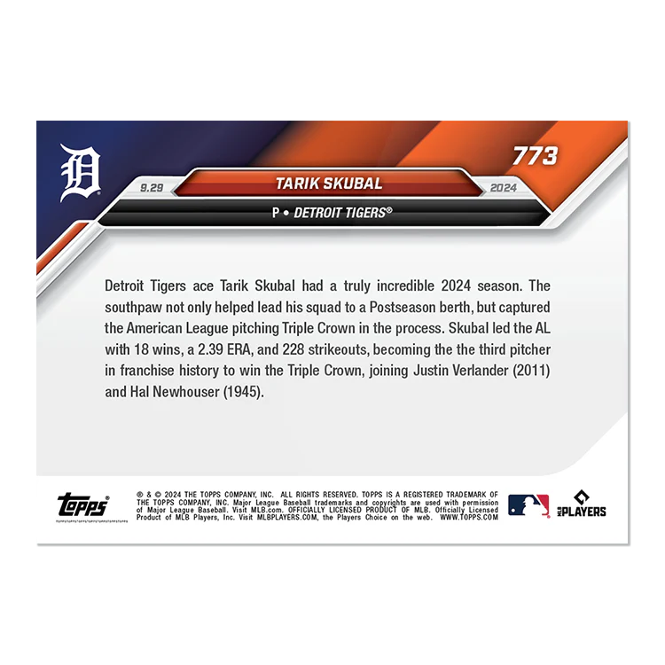 Tarik Skubal - 2024 MLB Topps NOW® Card 773