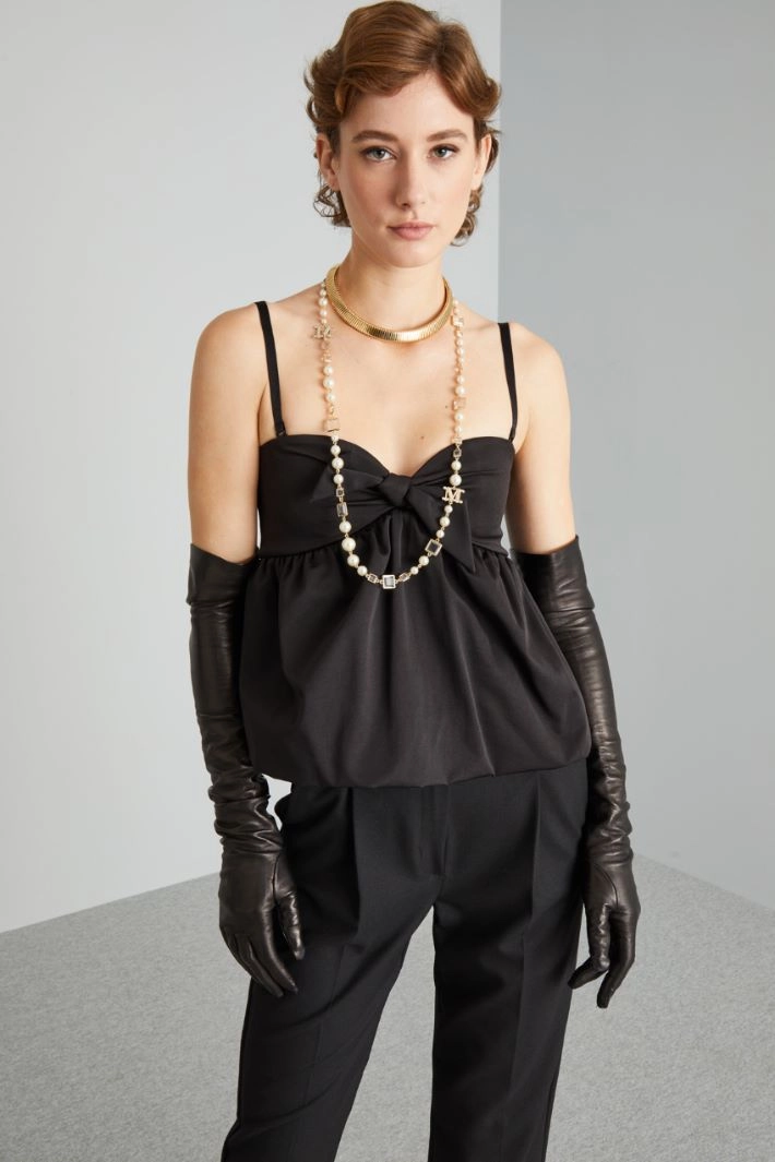 Bow-embellished ottoman top - BLACK