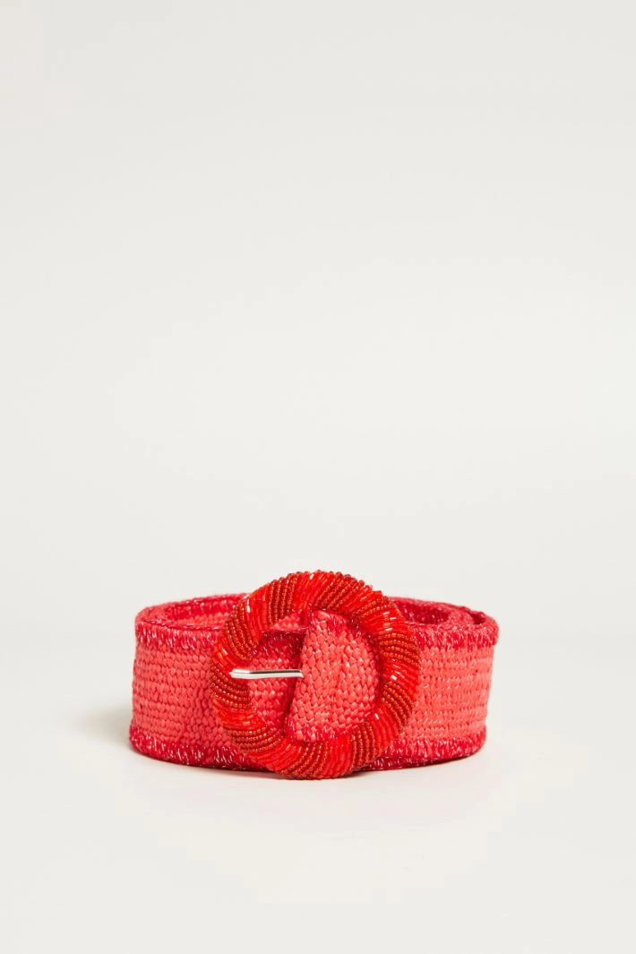 Raffia belt - RED