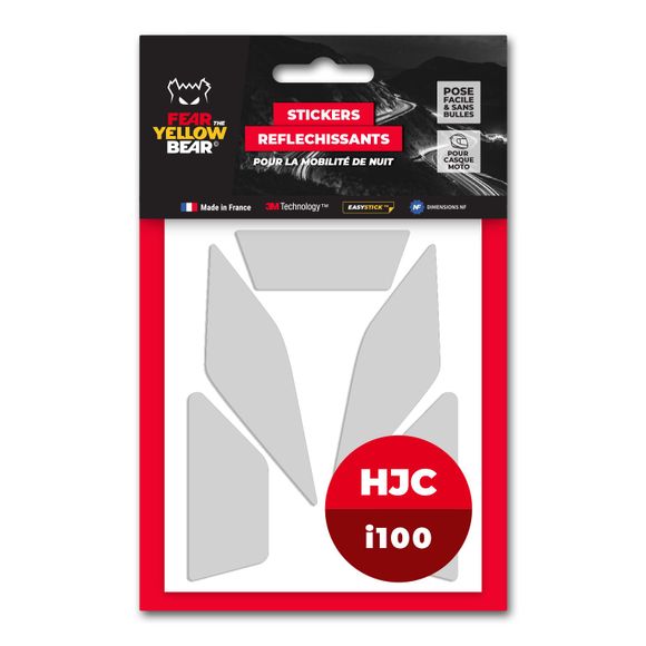 Fear The Yellow Bear REPLICA HJC I100 Reflective Stickers - WhiteRef: FYB0028