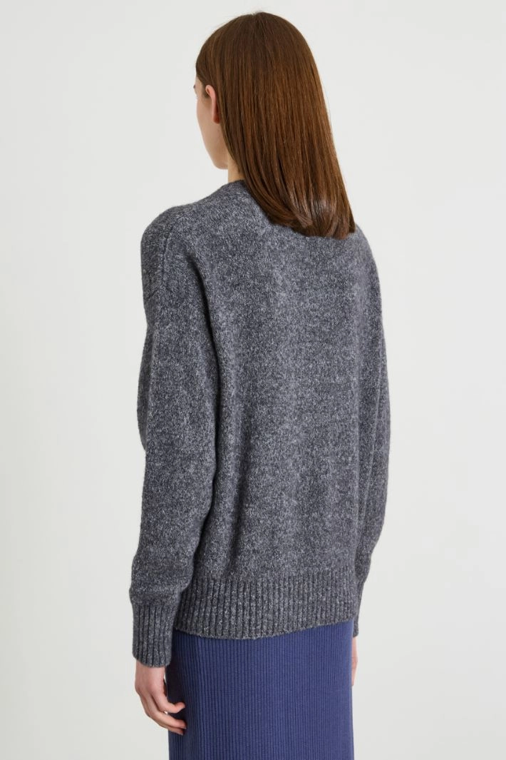 Alpaca and cotton V-neck sweater - GREY