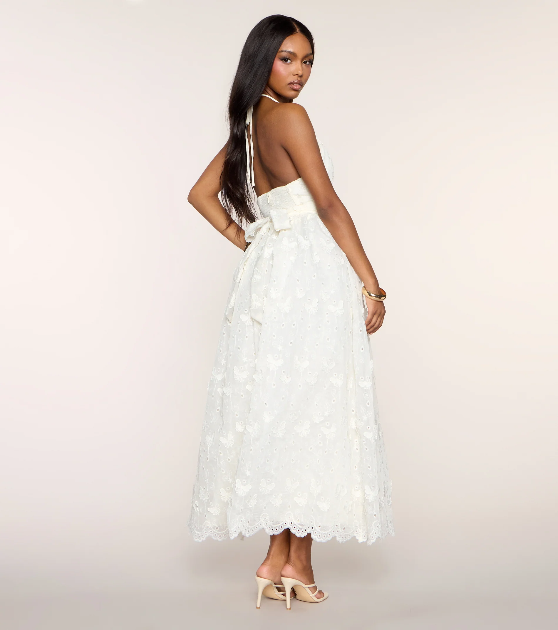 AJ Eyelet A-Line Midi Dress