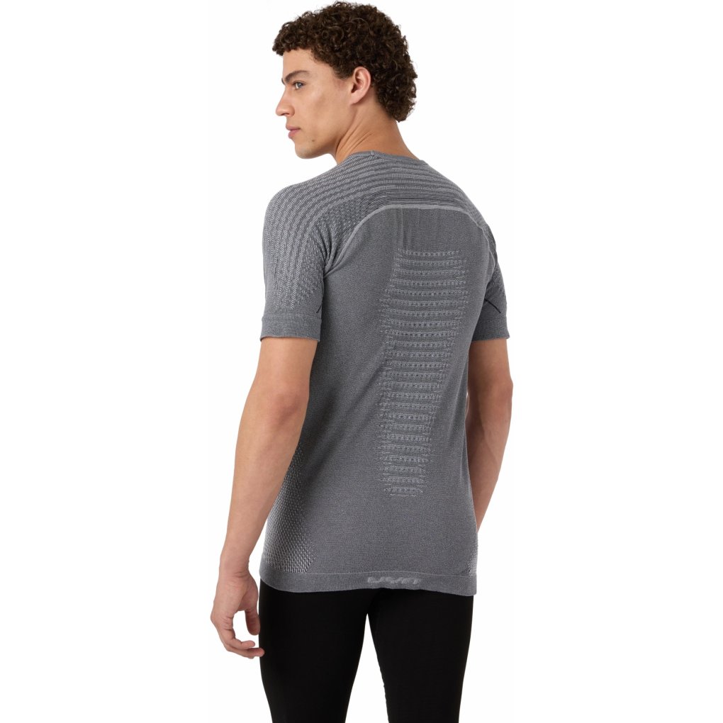 UYN Evolutyon Biotech Melange Underwear Short Sleeve Shirt Men - Dark Grey Melange/Blue
