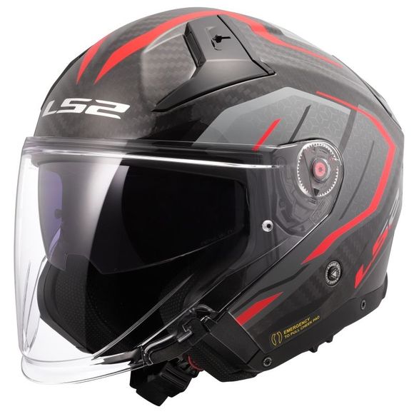 LS2 OF603 INFINITY II Jet Helmet - CARBON URUS - Black / RedRef: LS1037