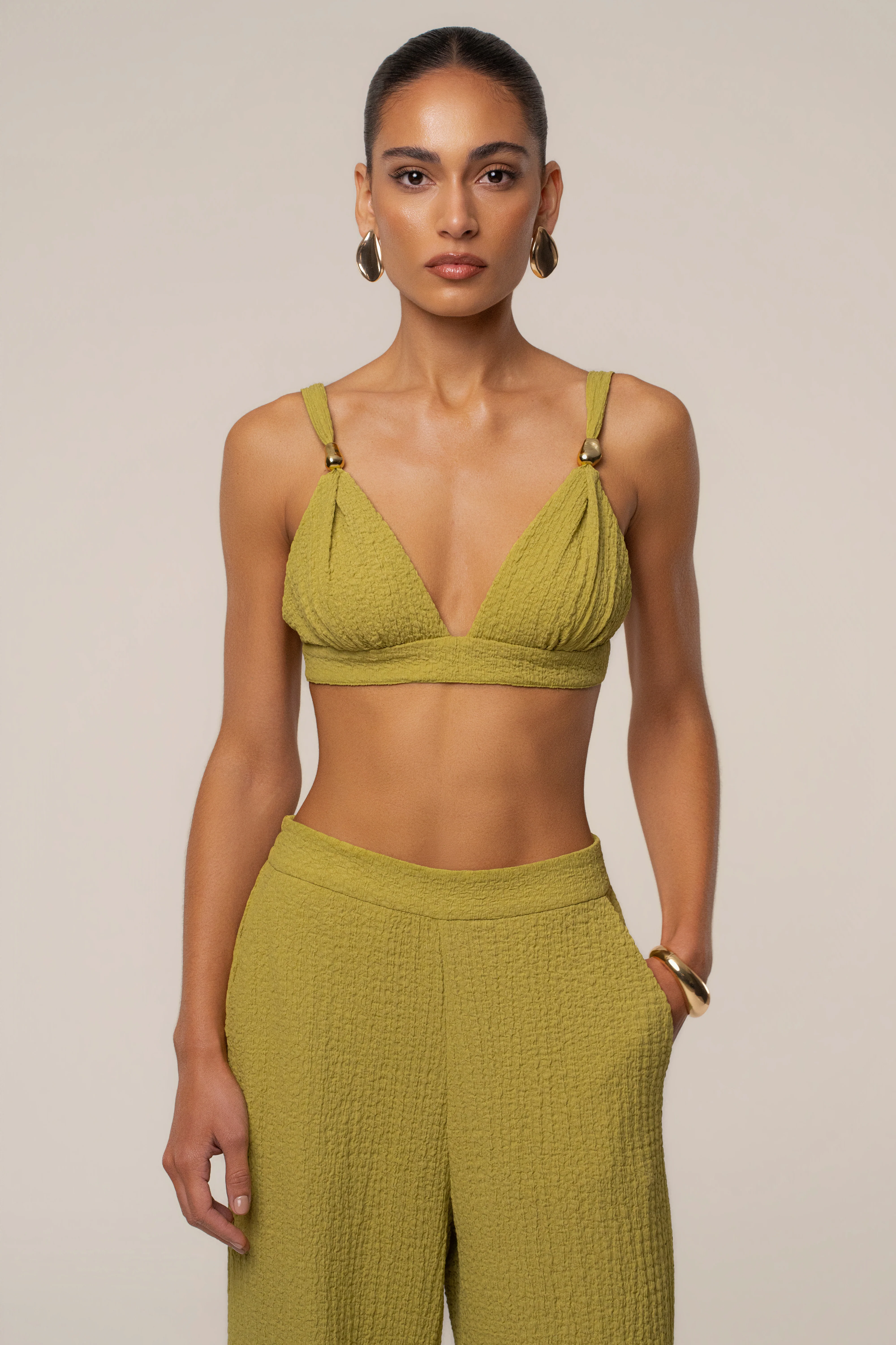 Lime Dockside Crepe Knit Bralette