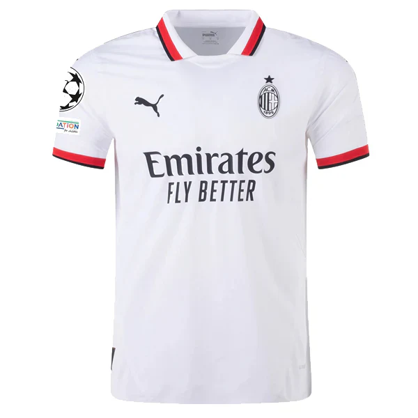 AC Milan Authentic Santi Gimenez Away Jersey w/ Champions League Patches 24/25 ( White)