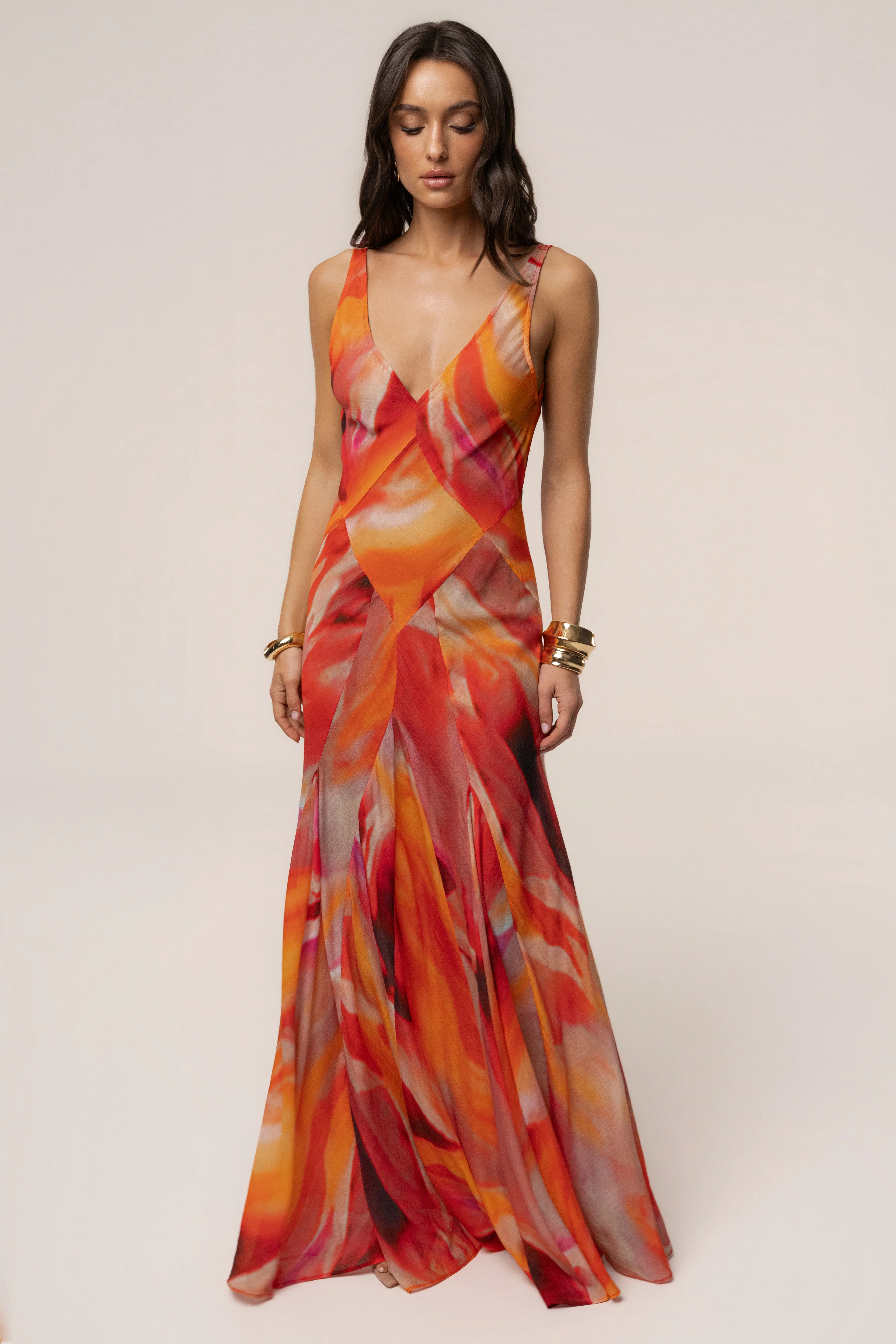 Red Prism Tide Maxi Dress
