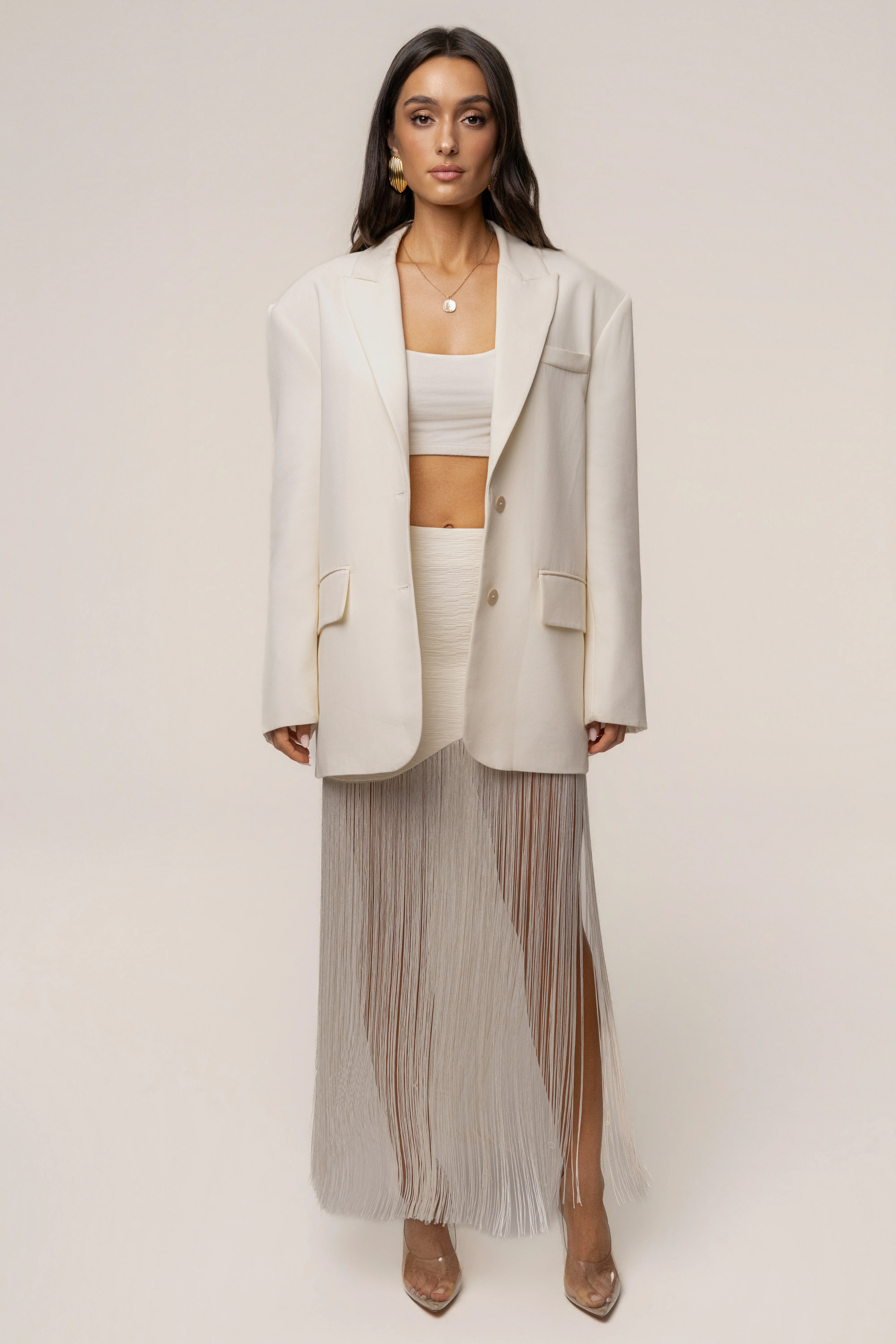 Ivory Gala Nights Fringe Skirt