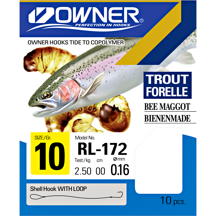 Owner Angelhaken Trout Bee Maggot (silver)