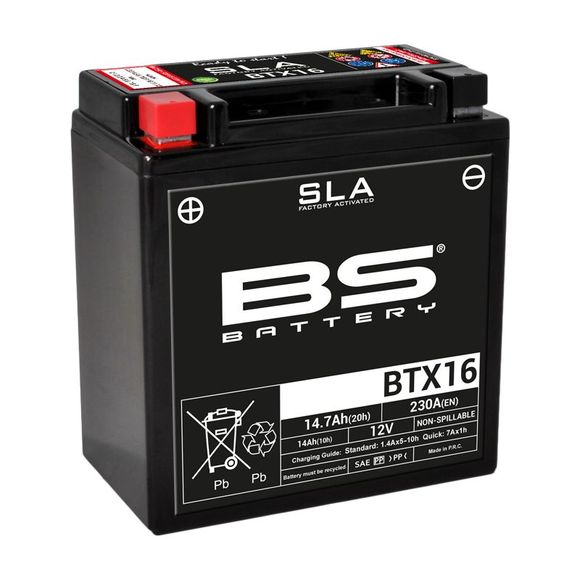 Batterie BS Battery SLA YTX16-BS/BTX16 ferme Type Acide Sans entretien/prête à l'emploiRef : 321074 / 1080679