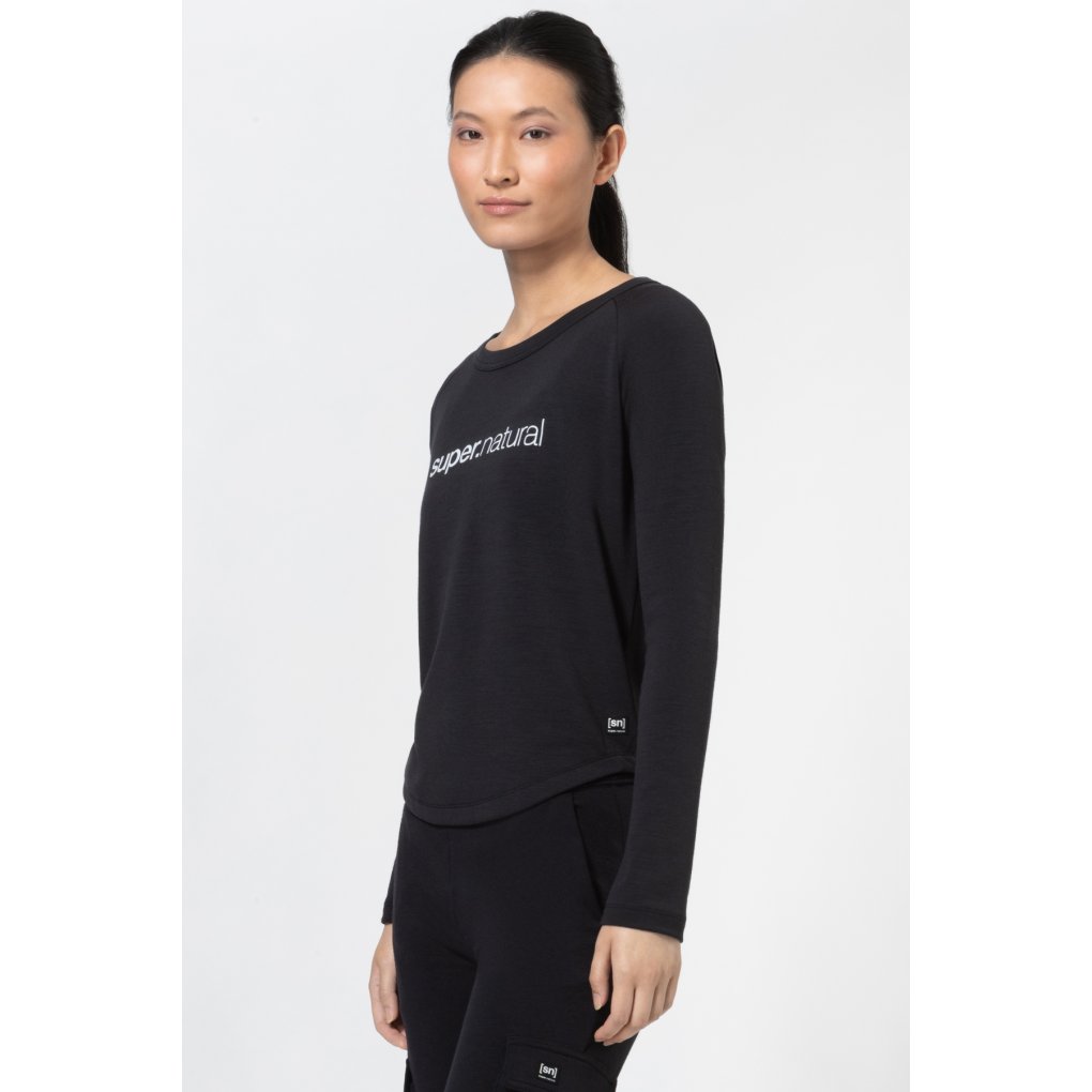 SUPER.NATURAL Everyday Crew Longsleeve Women - Jet Black/Fresh White