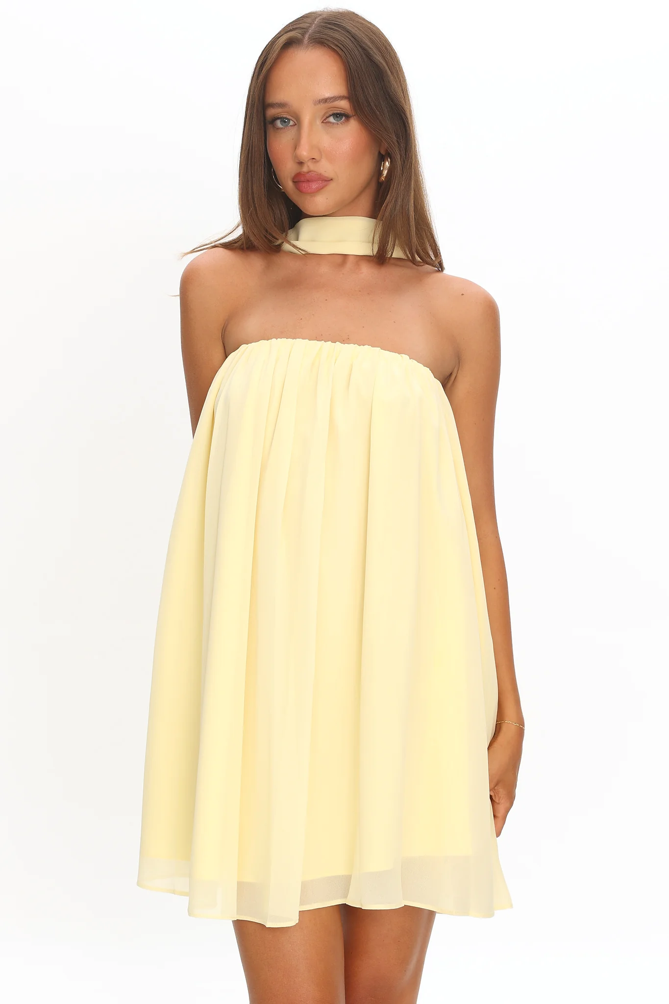 Read The Signs Strapless Mini Dress Butter