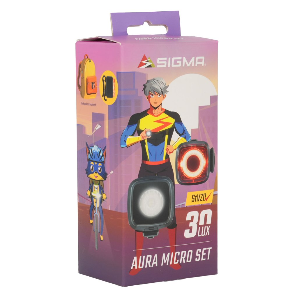 SIGMA AURA MICRO Set - Front Light + Rear Light - RIDE SAFE TO SCHOOL