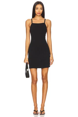 Pointelle Square Neck Mini Dress