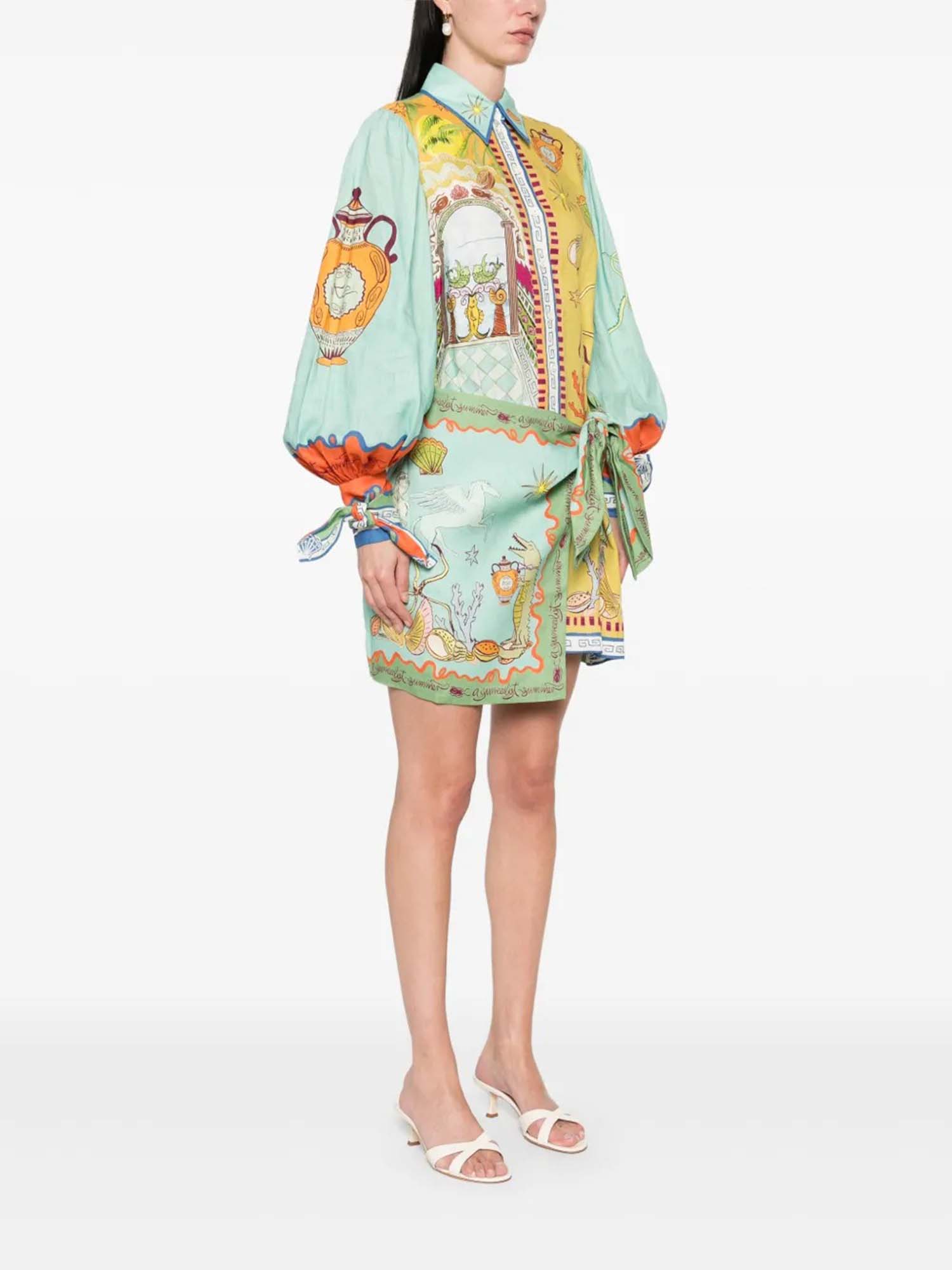 Whimsical Scarf-Tie Shirt Dress