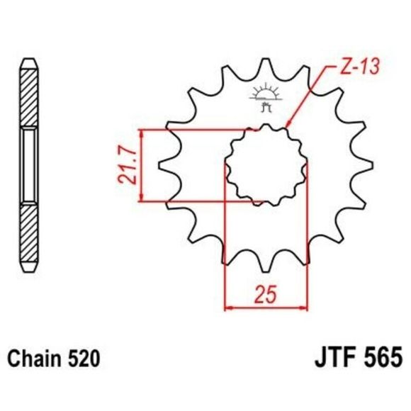 JT. Noise-Resistant Steel Output Sprocket 565 - 520 14 TeethRef: Jtc01855A / 1074288003