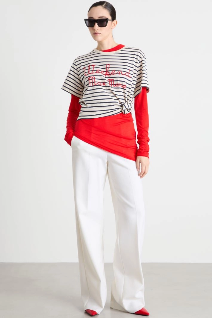 Embroidered crew-neck T-shirt - WHITE BLUE