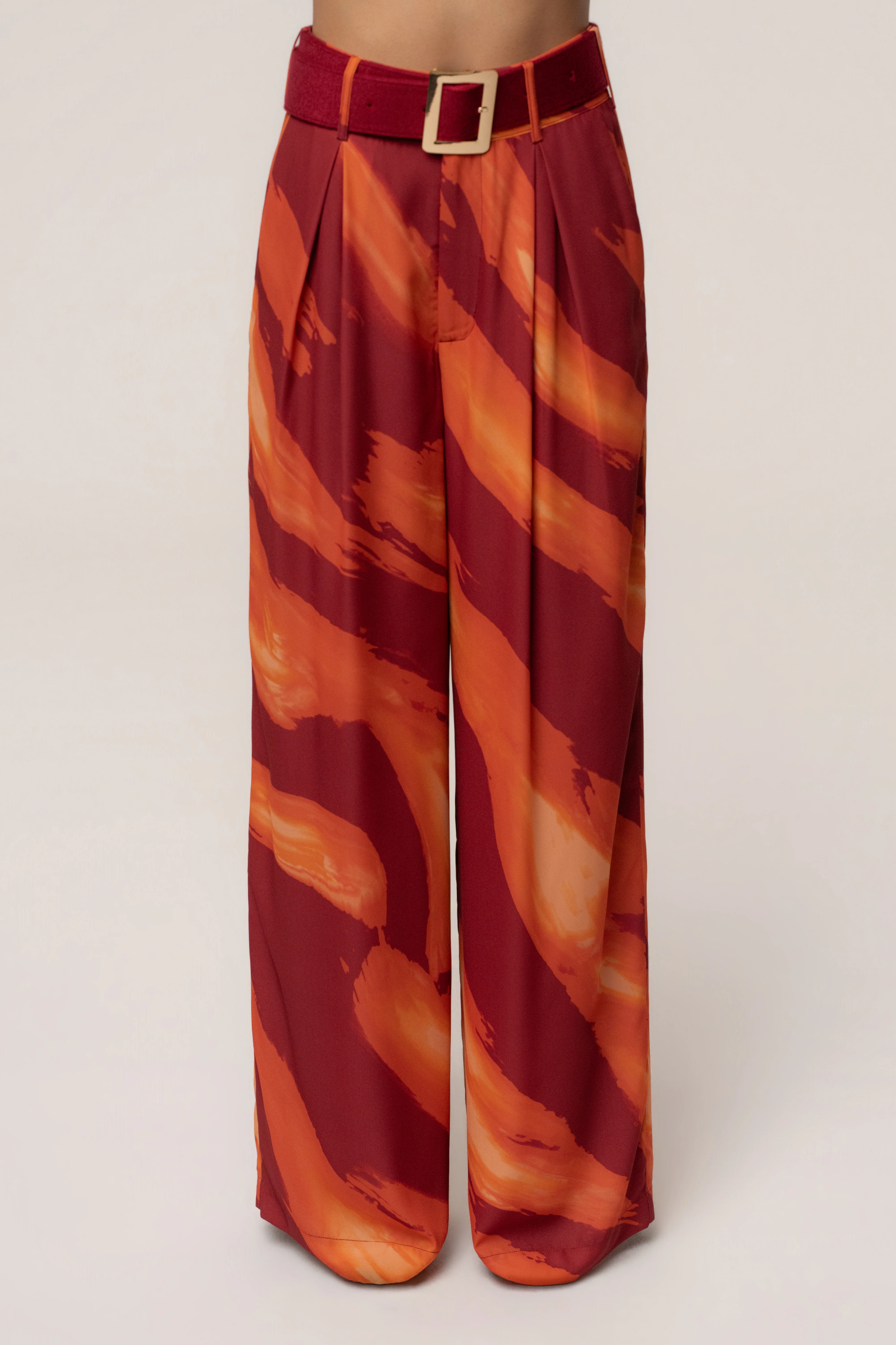 Crimson Dusk Soft Pleated Trouser