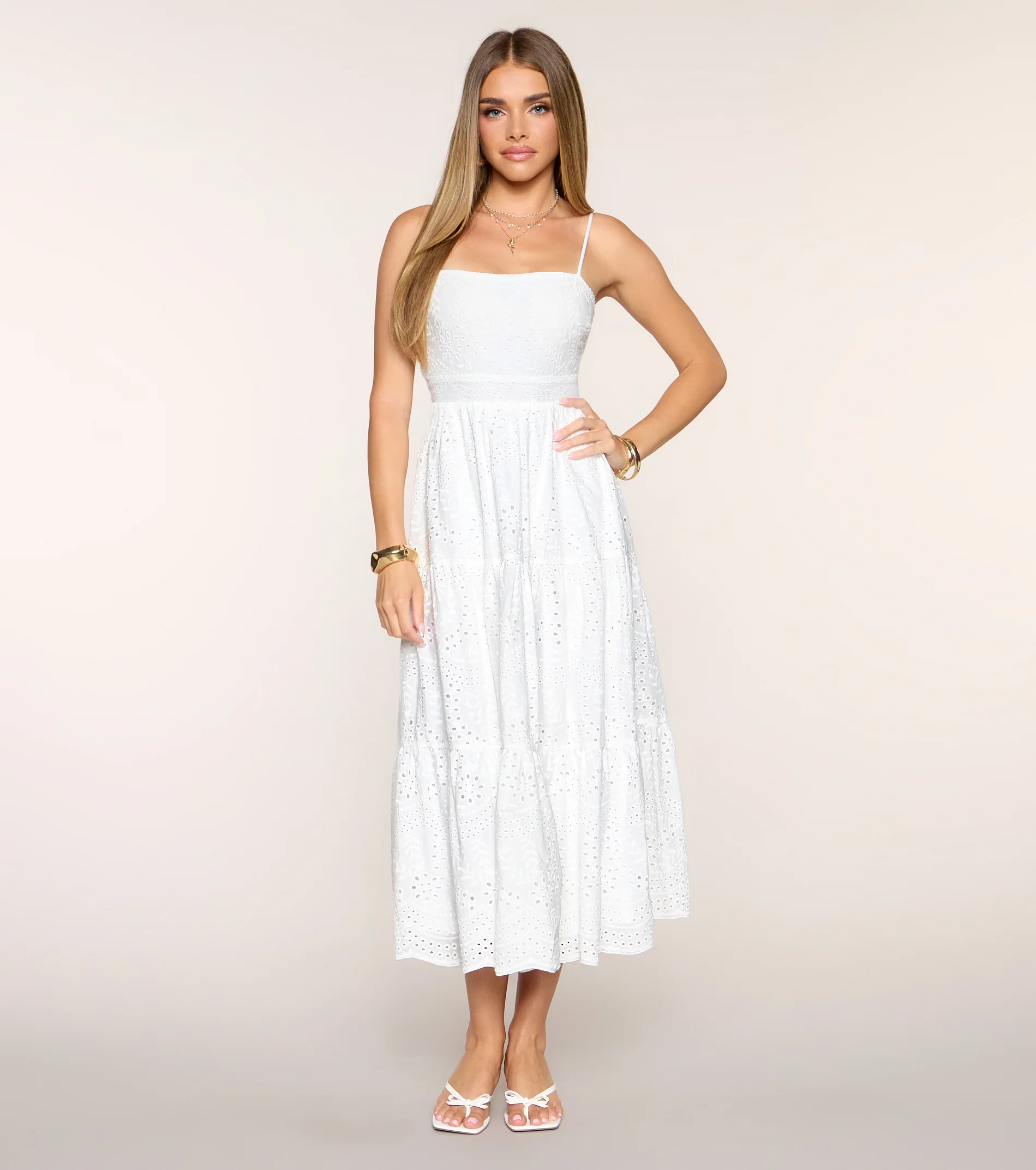 Barefoot In Bloom Eyelet Midi Dress