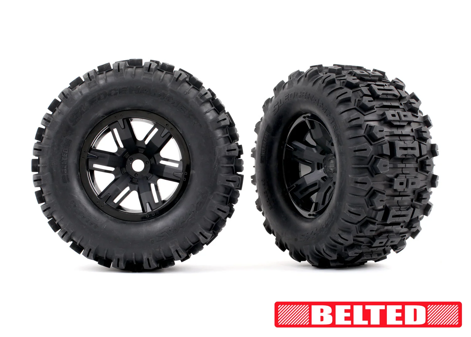 T&W XMAXX Black Wheel MAXX AT TIRE BELTED, Traxxas, #7871
