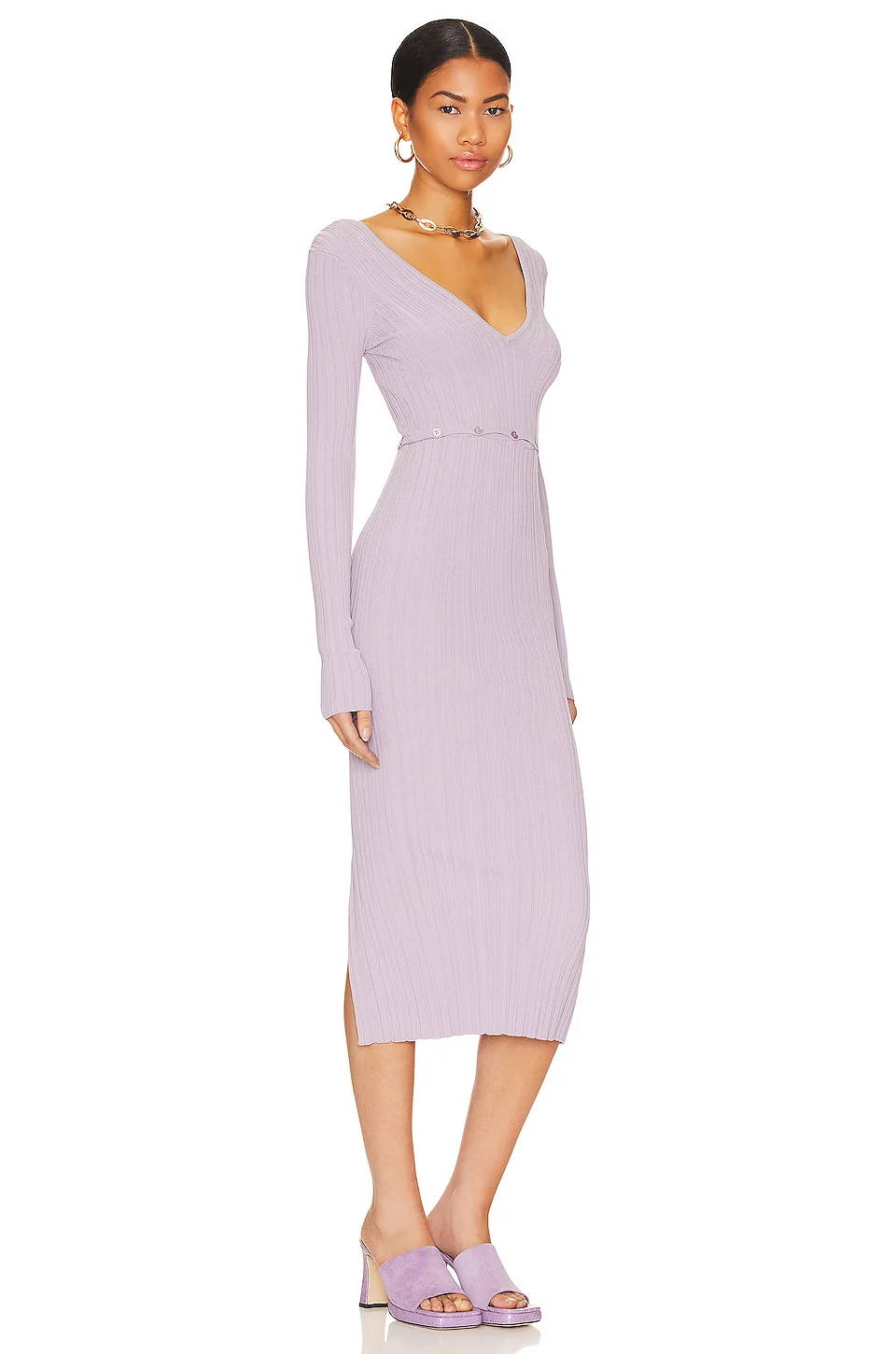 Delaire Button Off Midi Dress
