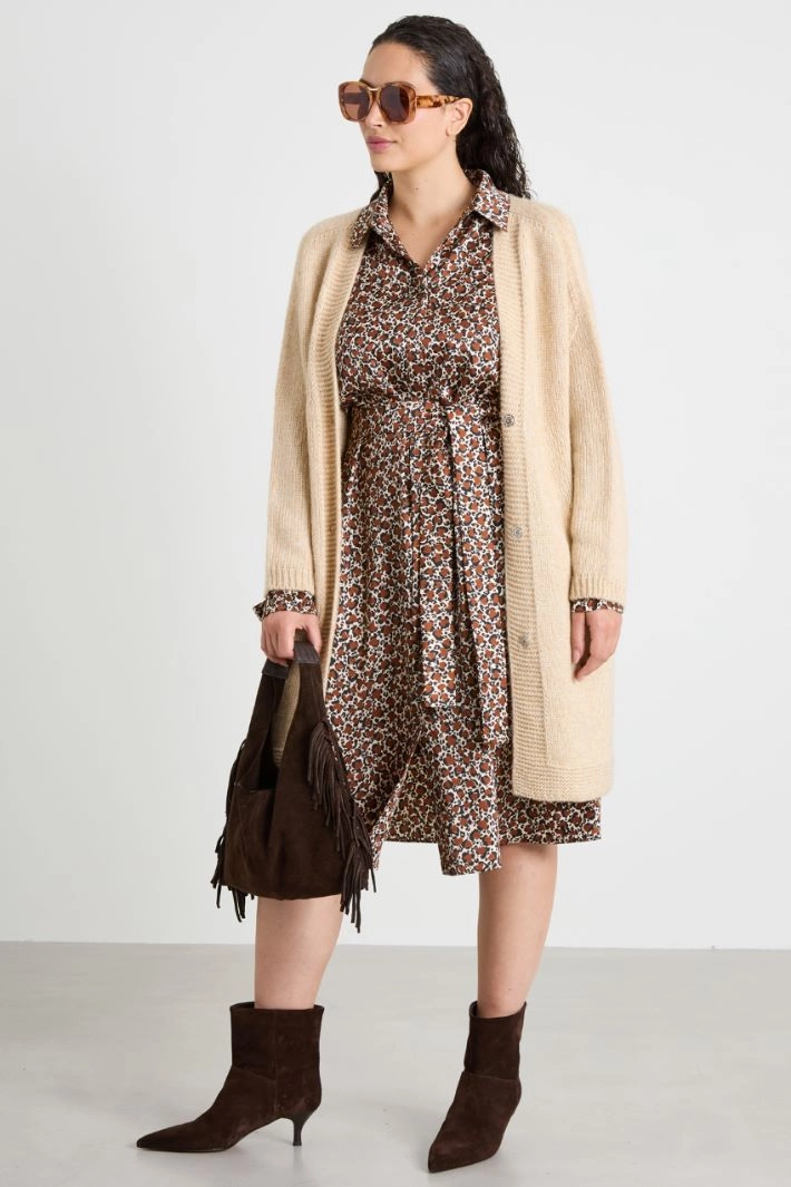 V-neck cardigan - BEIGE