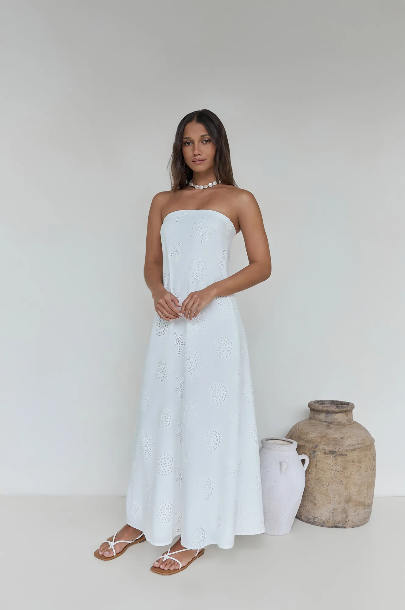 Heart To Heart Strapless Maxi Dress White