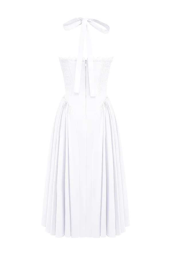 white cotton halter sundress