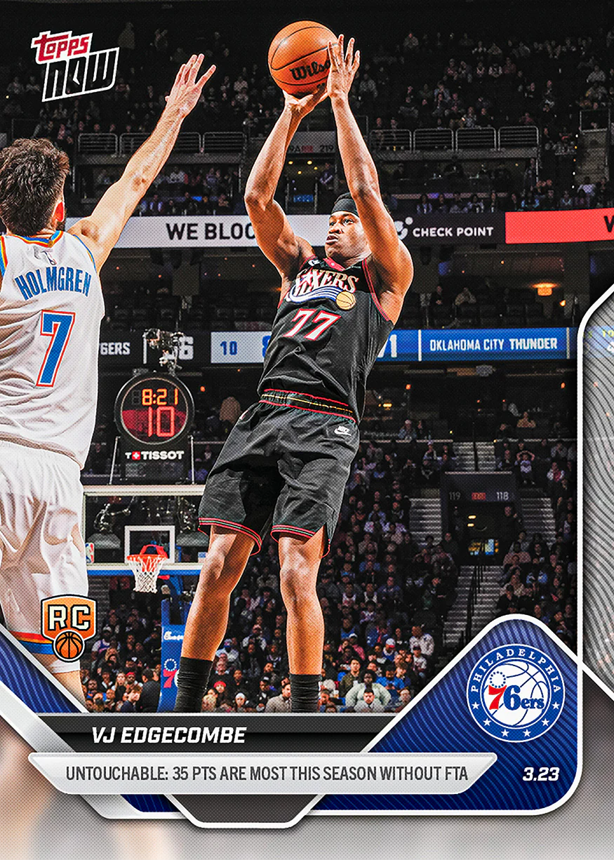 VJ Edgecombe - 2025-26 NBA Topps NOW® - Card 222 - PR: 1518