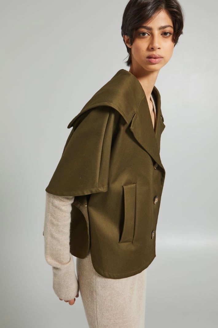Waterproof gabardine cape - MILITARY GREEN