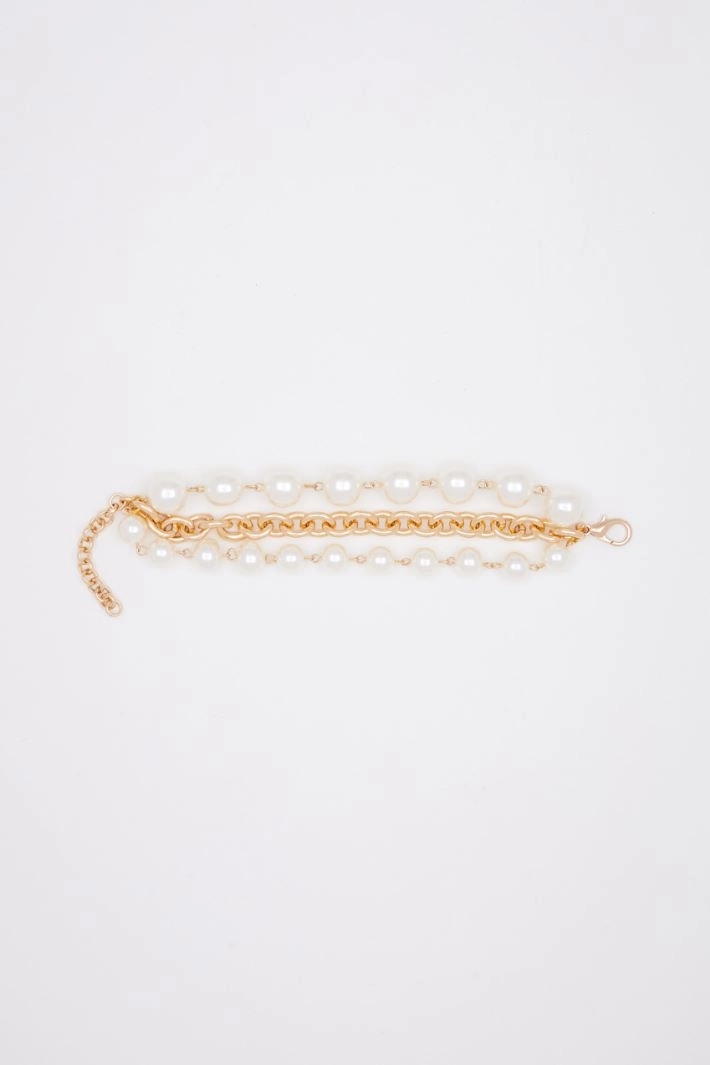 Bracelet with chain and pearls - GOLD