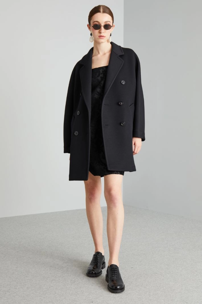 Egg-shaped jersey coat - BLACK