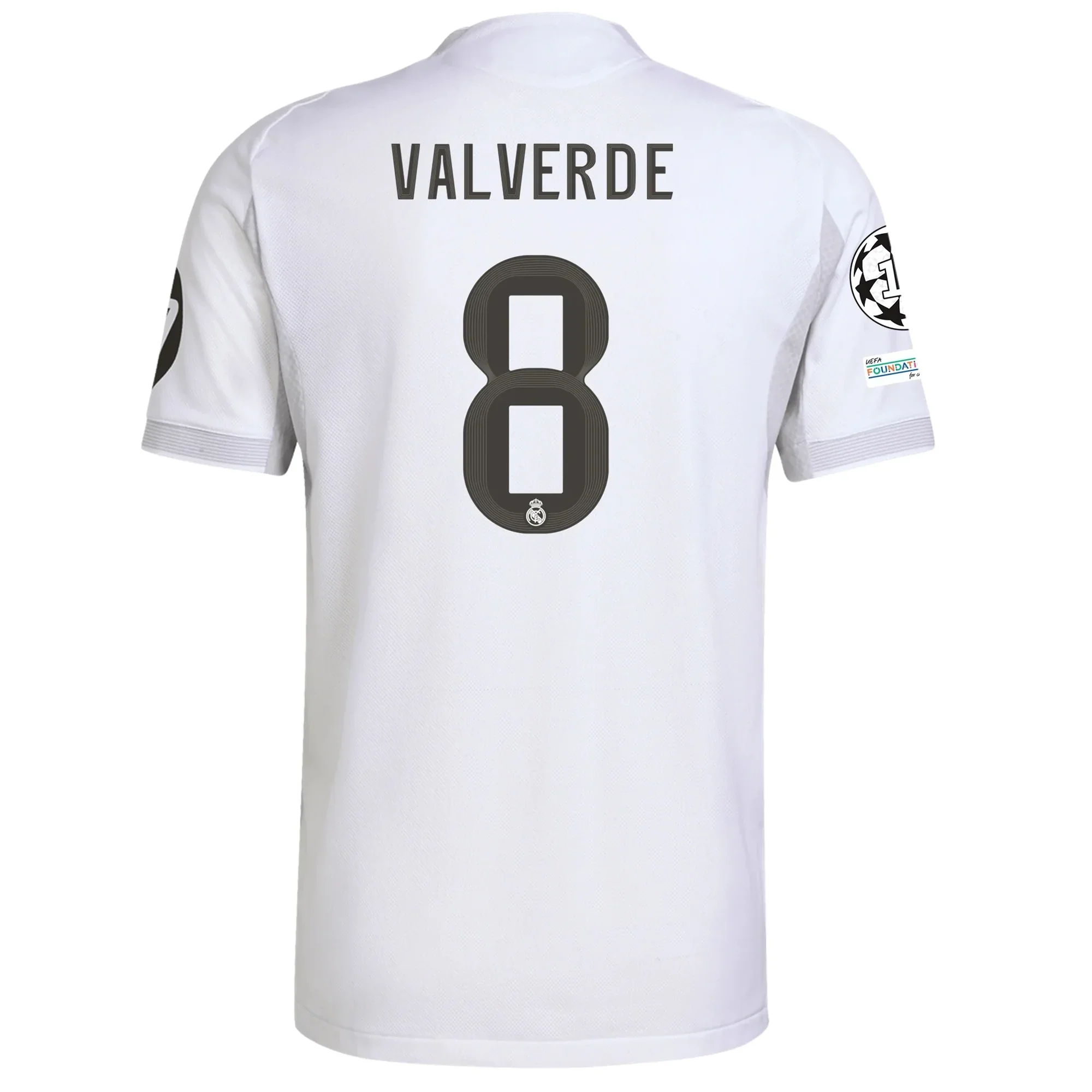 Valverde Real Madrid Authentic Home Jersey 25/26 w/ Champions League Patches (White)
