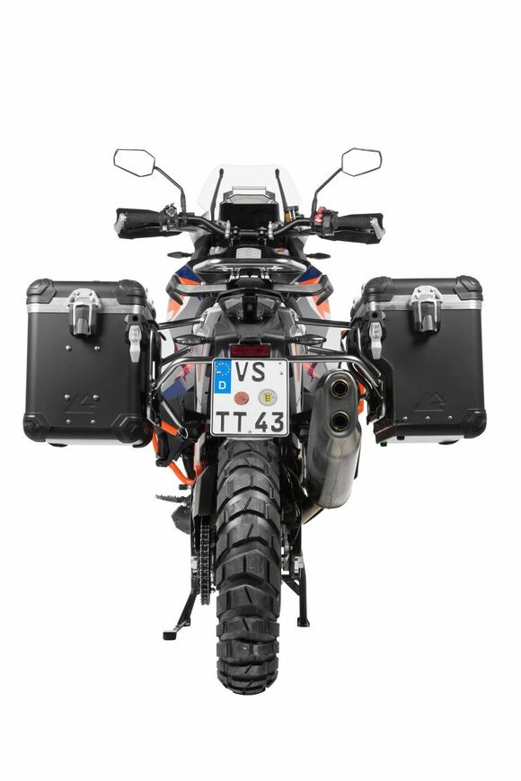 Touratech ZEGA Evo X suitcase With 38/38 offset - Black support included - Black anodizedRef: Trt01676A / 01-373-6867-0