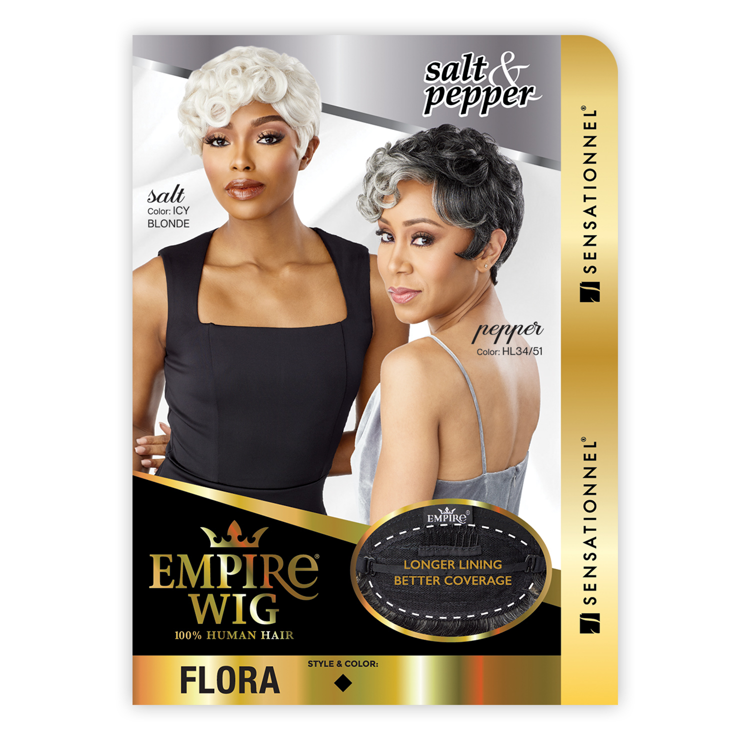 Sensationnel Human Hair Wig Empire Salt N Pepper Flora
