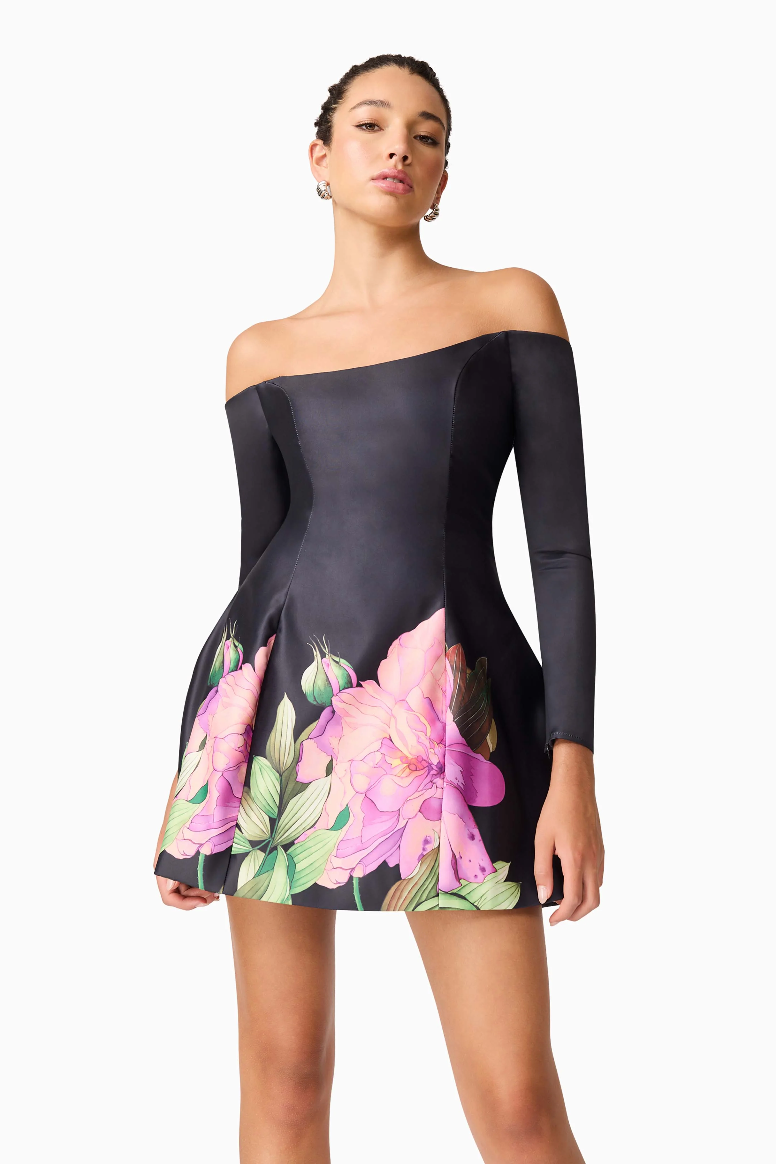 Azelie Off The Shoulder Mini Dress in Black