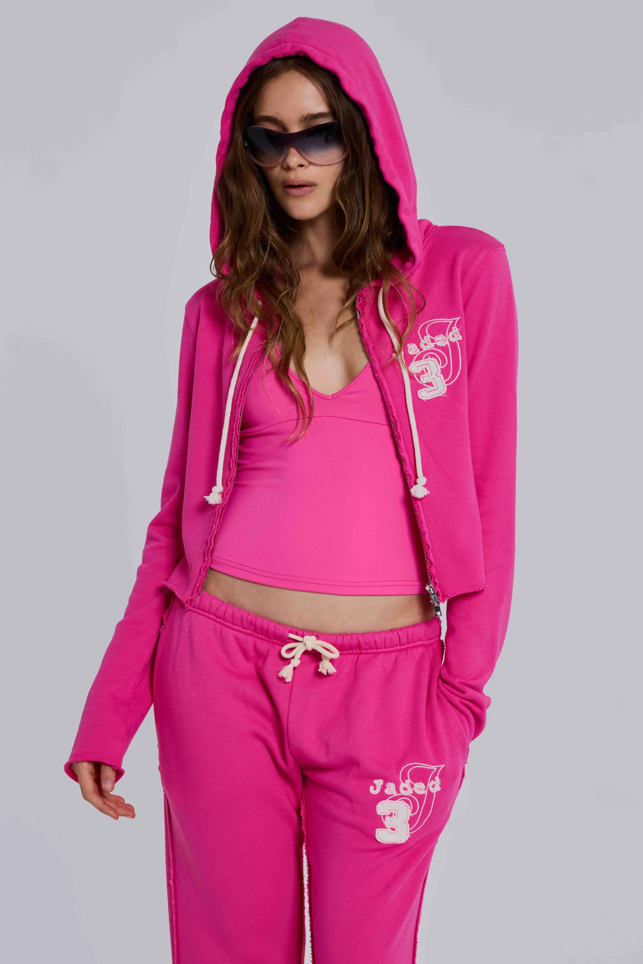 Cleo Zip Through Hoodie in Pink