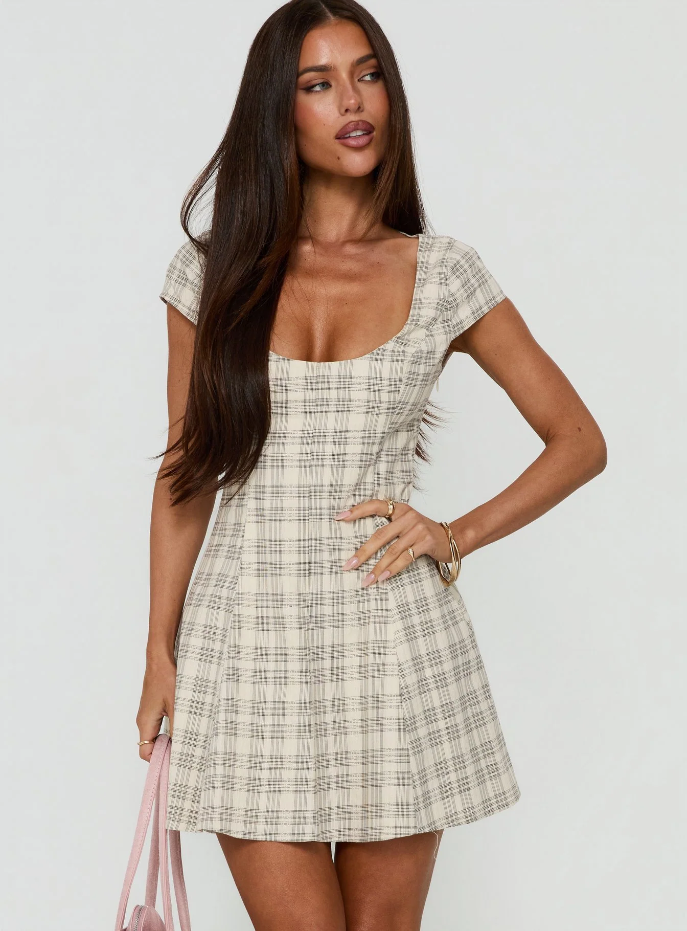 Bowee Fit And Flare Mini Dress Check