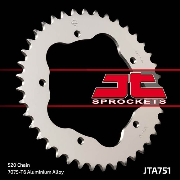 JT. Ultra-Light Aluminum Sprocket 751 - 520 standard steel 752 - 525 - Requires a sprocket carrierRef: Jtc00015A / 1074843002