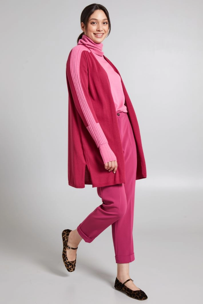 Two-tone wool-blend cardigan - RASPBERRY PINK
