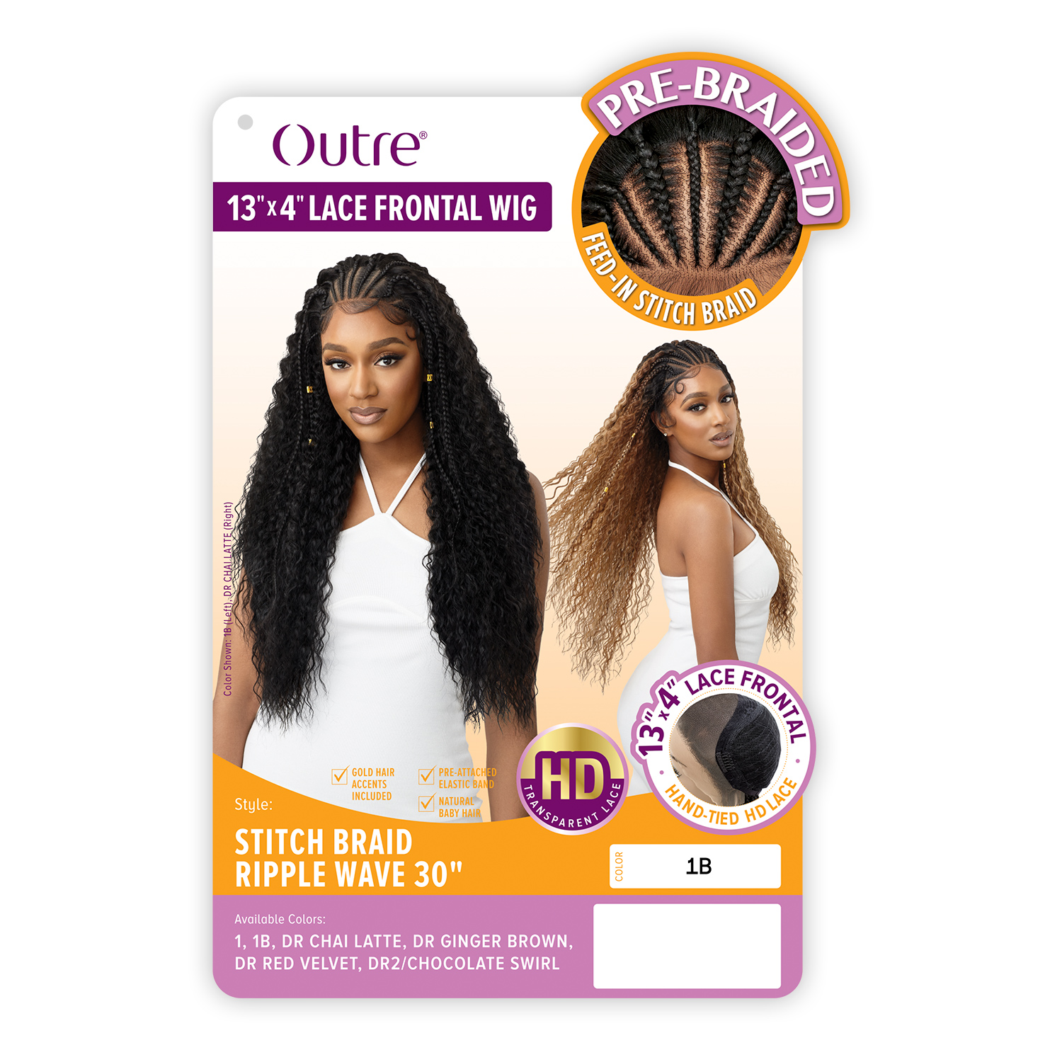 Outre Glueless HD Pre-Braided Lace Frontal Wig 13X4 Stitch Braid Ripple Wave 30