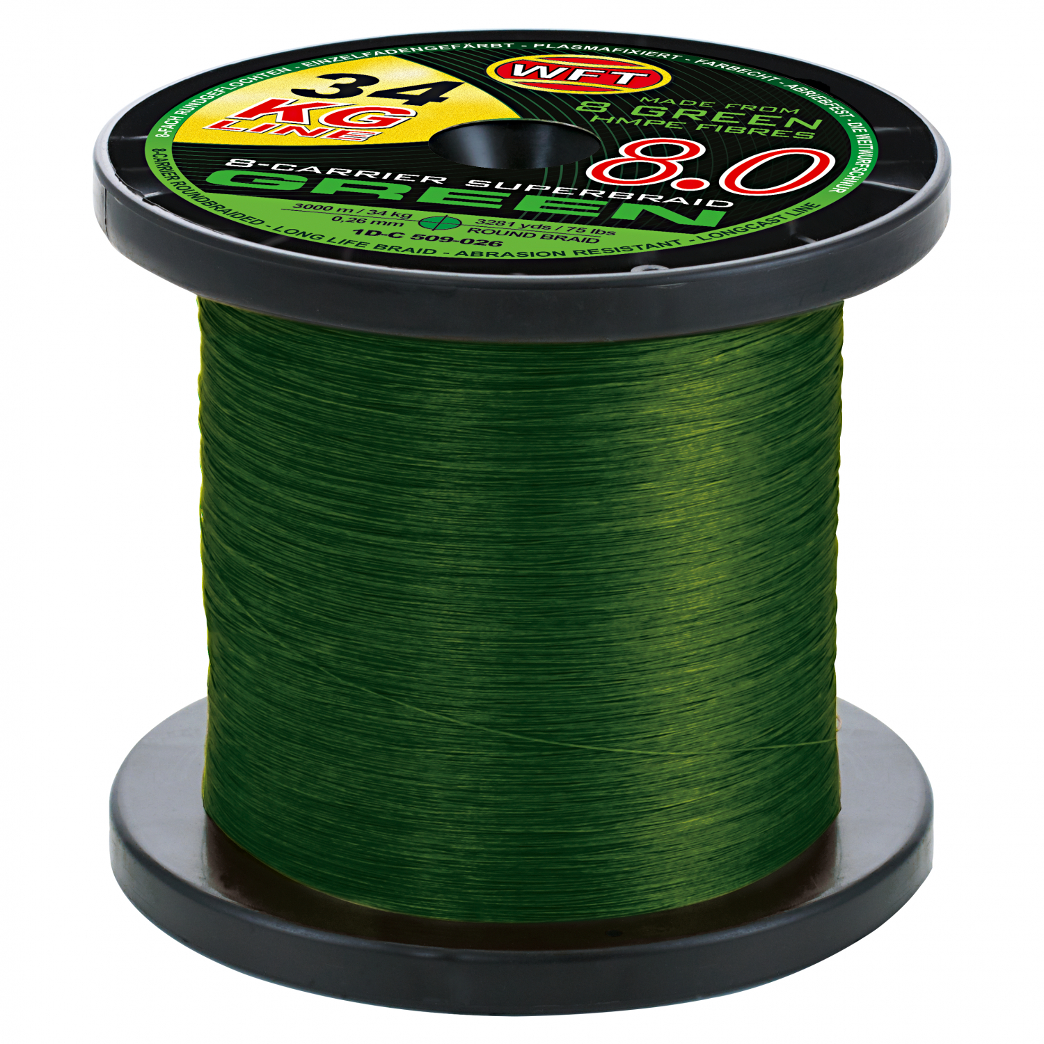 WFT Fishing Line KG 8.0 8-Carrier Super Braid (green, 600 m)