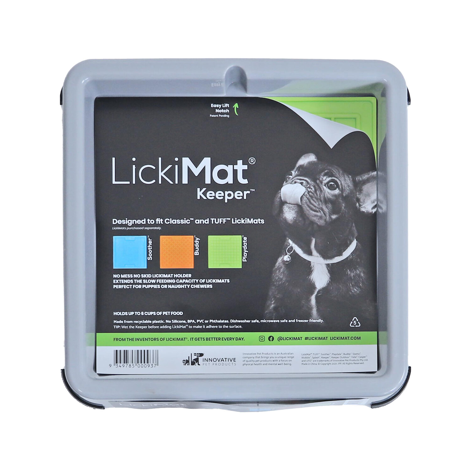 LickiMat Keeper - Grey - 25.3 x 25.3 x 5.5 cm