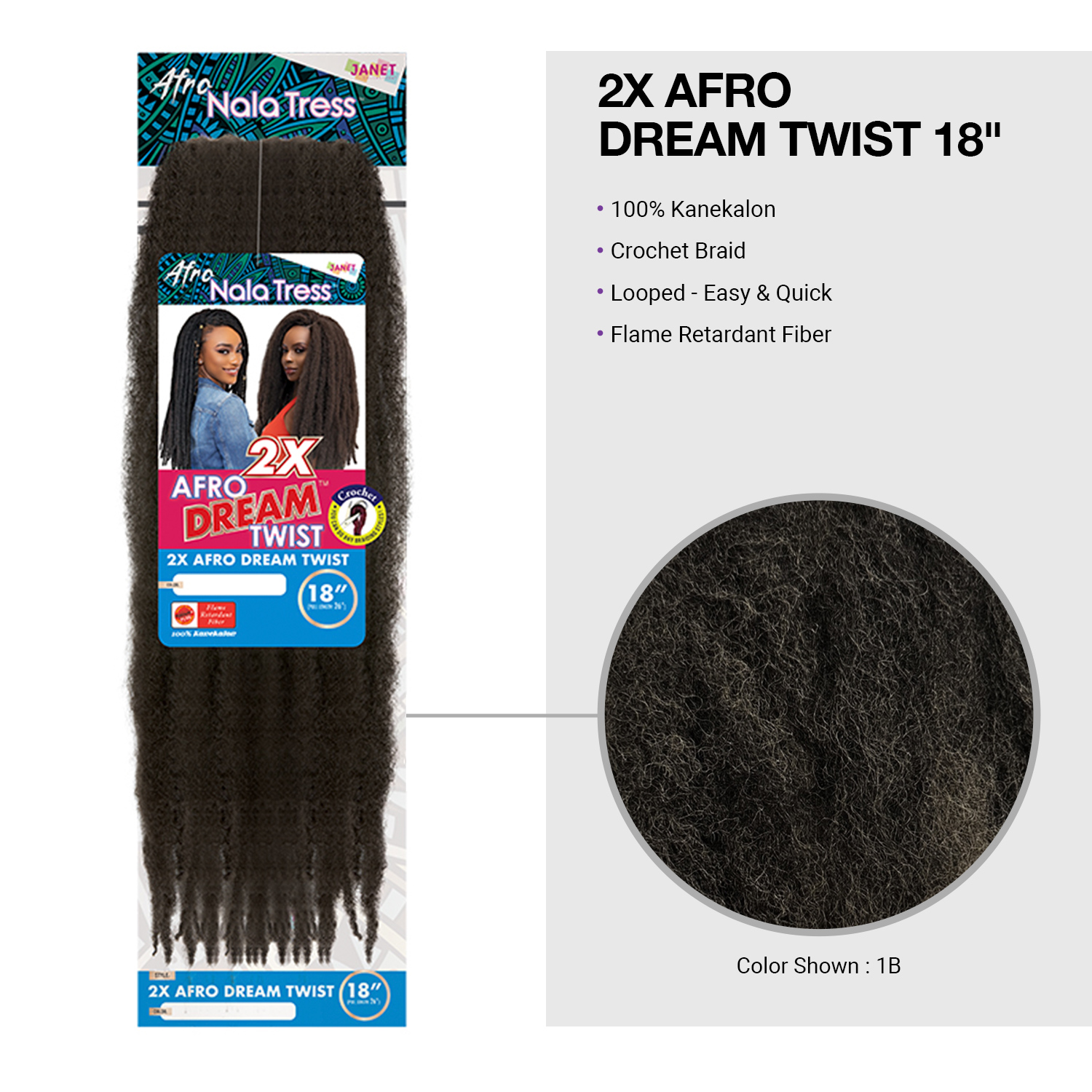 Janet Collection Crochet Braids Nala Tress 2x Afro Dream Twist 18