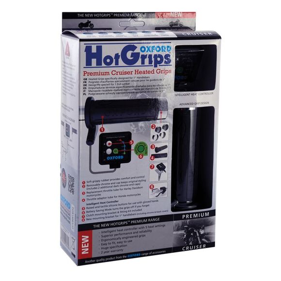 Poignées chauffantes Oxford Premium - CRUISER Universel - NoirRef : OD0130 / EL800