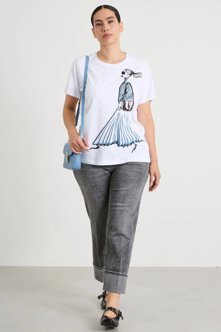 Printed T-shirt - WHITE LIGHT BLUE